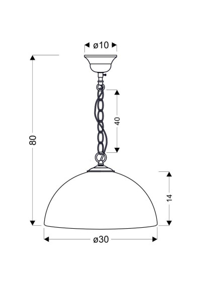 Sugar pendant light 1xE27 chromee 30 cm - product dimensions