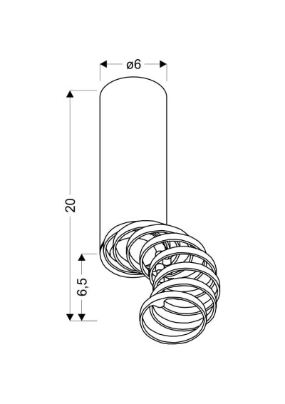 Oprawa stropowa Tuba 1xGU10 czarny 6 cm - wymiary produktu