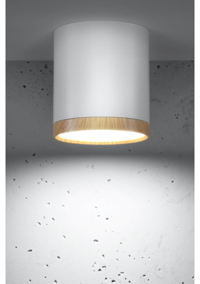 Oprawa stropowa Tuba 5 W LED 4000 K biały + drewniany 6,8 cm - zdjęcie produktu 3