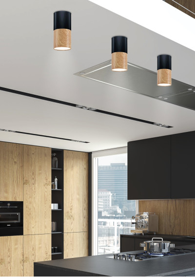 Tuba ceiling fitting GU10 black / drewniany 5,8 cm - product image 1
