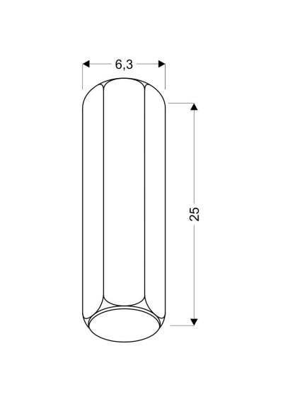 Oprawa stropowa Tuba 1xGU10 biały 6,3 cm - wymiary produktu