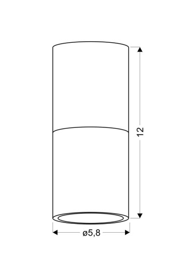 Tuba ceiling fitting 1xGU10 black 5,8 cm - product dimensions