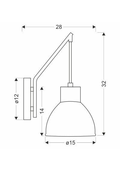 Lampa ścienna Inezz 1xE27 28 cm - wymiary produktu