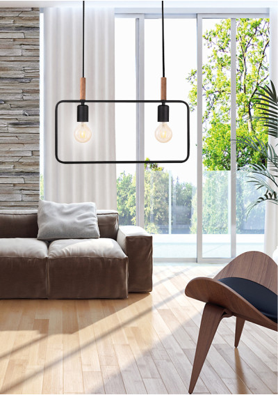 Frame pendant light 2xE27 black 50 cm - product image 1
