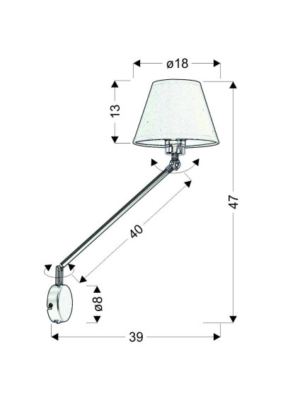 Lampa ścienna Filly E14 czarny 39 cm - wymiary produktu