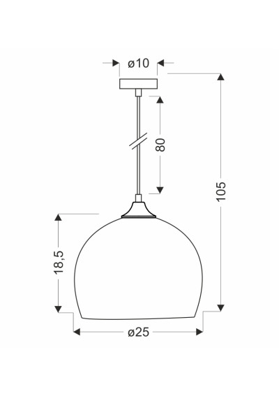 Ponte pendant light 1xE27 25 cm - product dimensions