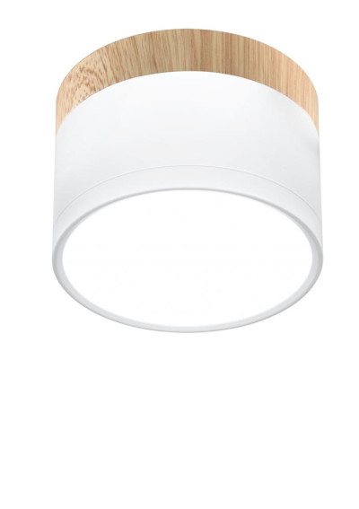 Oprawa stropowa Tuba 9 W LED 4000 K biały + drewniany 8,8 cm