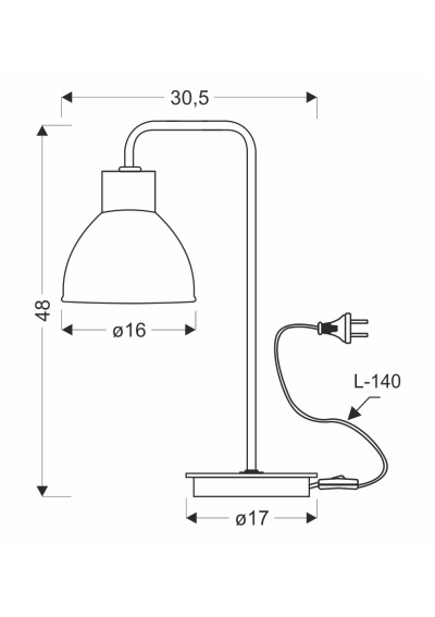Vario table lamp 1xE27 black 30,5 cm - product dimensions