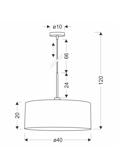 Vanti pendant light 1xE27 grey 40 cm - product dimensions