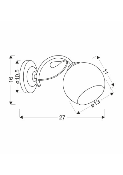 Lampa ścienna Graphite 1xE27 czarny + biały 27 cm - wymiary produktu