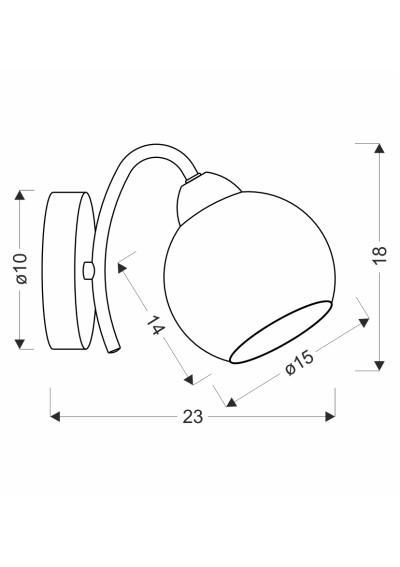 Lampa ścienna Pascal 1xE27 brązowy 23 cm - wymiary produktu