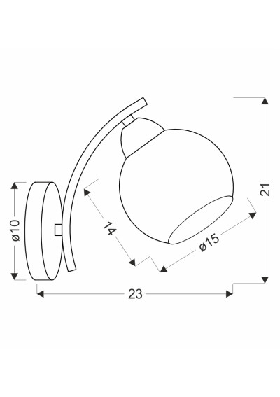 Lampa ścienna Lunore 1xE27 złoty 23 cm - wymiary produktu