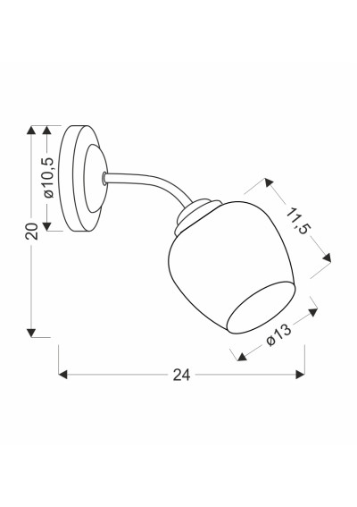 Breeze wall light 1xE27 black 24 cm - product dimensions