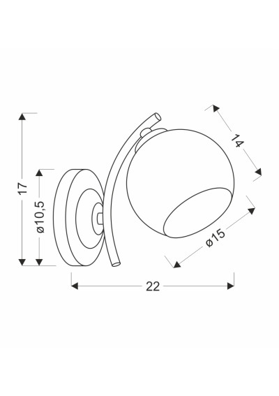 Calmo wall light 1xE27 black 22 cm - product dimensions