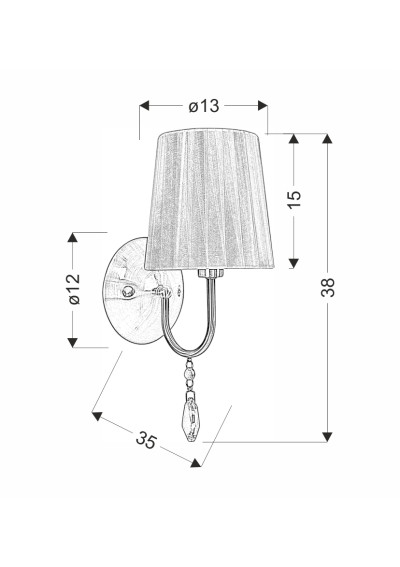 Sorento wall light 1xE14 silver 35 cm - product dimensions