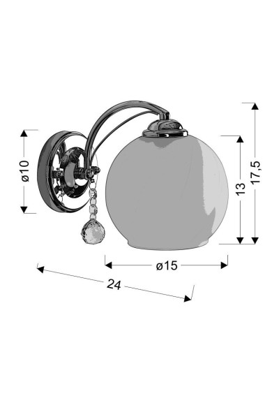 Lampa ścienna Alyson 1xE27 srebrny 24 cm - wymiary produktu