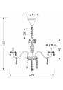 E14 pendant light 10xE14 transparent 78 cm - product dimensions