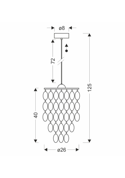 E27 pendant light 1xE27 silver 26 cm - product dimensions