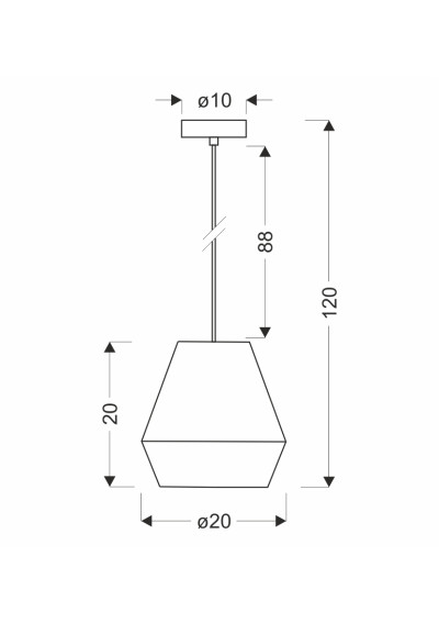 Lampa wisząca Etnos 1xE27 brązowy 20 cm - wymiary produktu