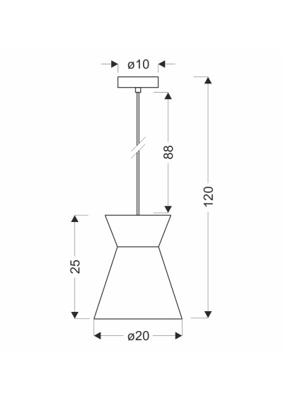 Etnos pendant light 1xE27 beige 20 cm - product dimensions