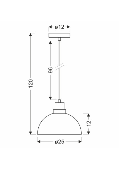 Barca pendant light 1xE27 black 25 cm - product dimensions