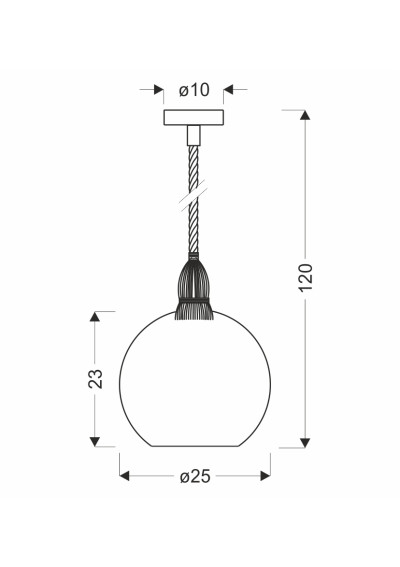 Shedon pendant light 1xE27 brown 25 cm - product dimensions