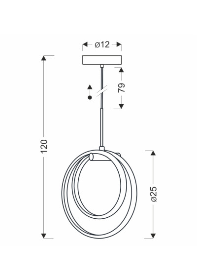 Croma pendant light 15 W LED 3000 K silver 25 cm - product dimensions