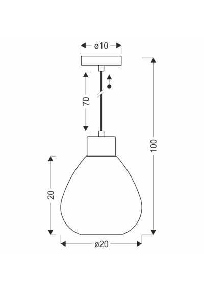 Lampa wisząca Monte 1xE27 szary 20 cm - wymiary produktu