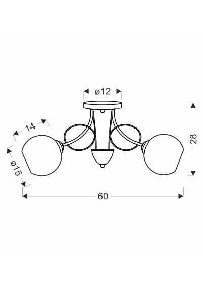 Lampa sufitowa Tartine 2xE27 srebrny 60 cm - wymiary produktu
