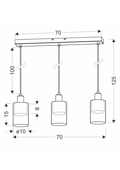 Doppio pendant light 3xE14 black 70 cm - product dimensions
