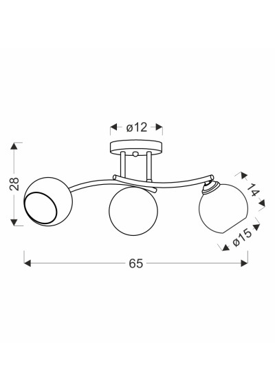 Calmo ceiling light 3xE27 black 65 cm - product dimensions