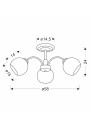 Cromat ceiling light 3xE27 black 58 cm - product dimensions