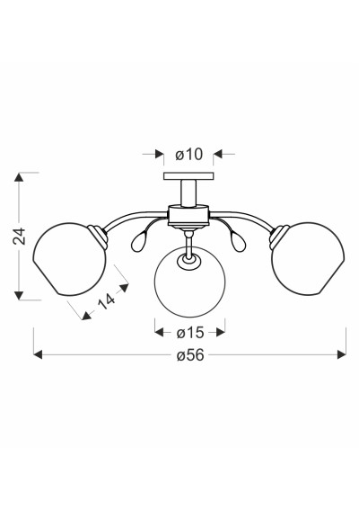 Lampa sufitowa Yoko 3xE27 srebrny 56 cm - wymiary produktu