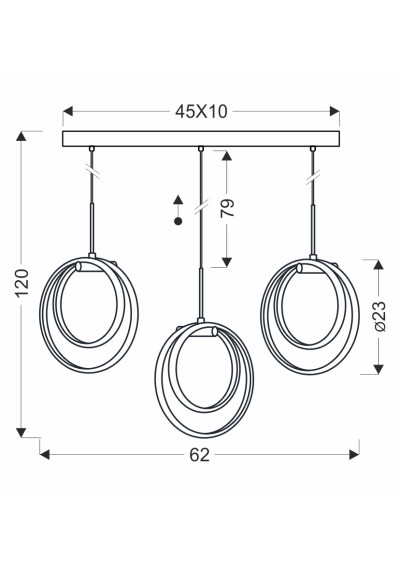 Lampa wisząca Croma 62 cm - wymiary produktu