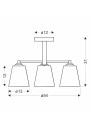 Kair pendant light 3xE27 black 54 cm - product dimensions