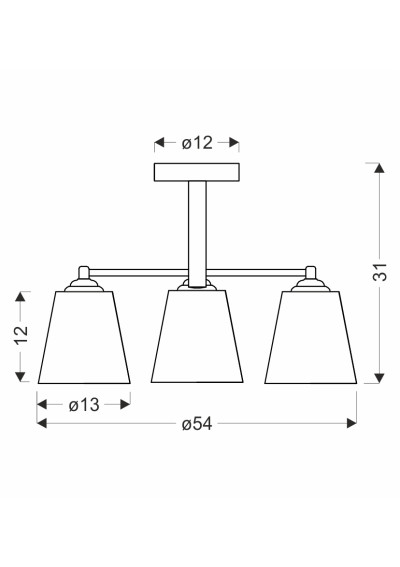 Lampa wisząca Kair 3xE27 czarny 54 cm - wymiary produktu