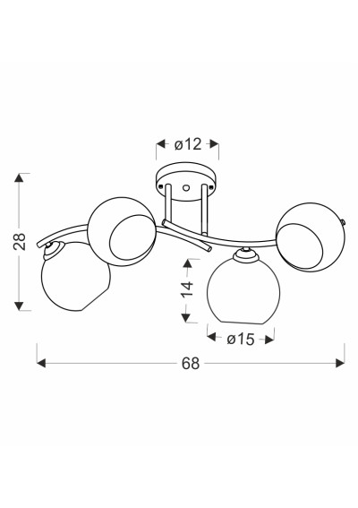 Lampa sufitowa Manon E27 68 cm - wymiary produktu