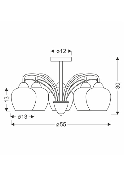 Lampa wisząca Tobias 5xE27 złoty 55 cm - wymiary produktu