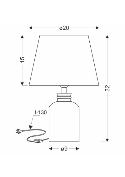 Mori table lamp 1xE14 grey 20 cm - product dimensions