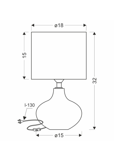 Riba table lamp 1xE14 brown 18 cm - product dimensions