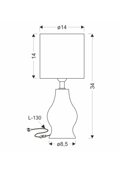 Lampa stołowa Navia 1xE14 beżowy 14 cm - wymiary produktu