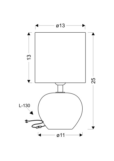 Lampa stołowa Sevil 1xE14 brązowy 13 cm - wymiary produktu
