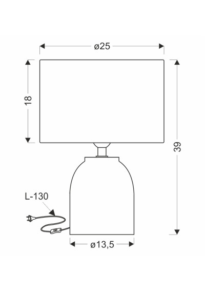 Lampa stołowa Tafla 1xE14 beżowy 25 cm - wymiary produktu