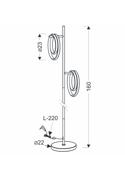 Croma floor lamp 160 cm - product dimensions