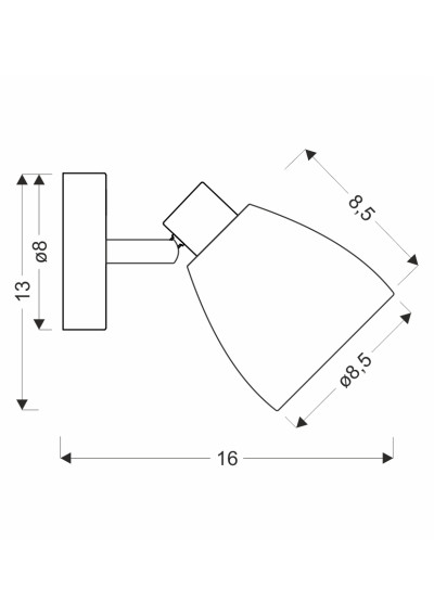 Lampa ścienna Jeffrey 1xG9 srebrny 16 cm - wymiary produktu