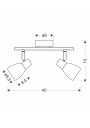 Lampa sufitowa Axel 2xE14 czarny 40 cm - wymiary produktu