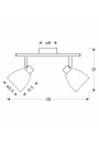 Lampa sufitowa Jeffrey 2xG9 srebrny 38 cm - wymiary produktu