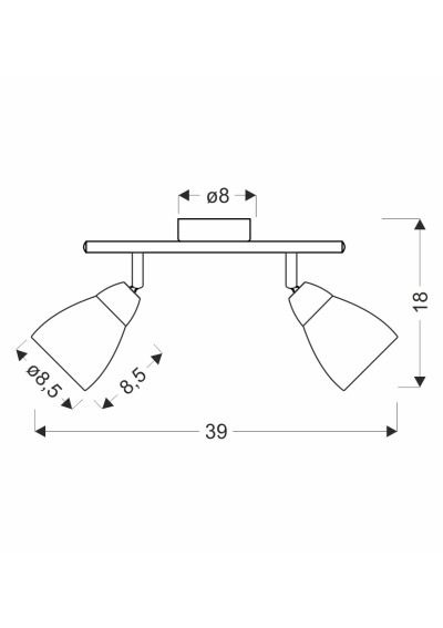 Estello ceiling light 2xG9 silver 39 cm - product dimensions