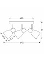 Axel ceiling light 3xE14 black 42 cm - product dimensions