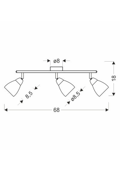 Estello ceiling light 3xG9 silver 68 cm - product dimensions